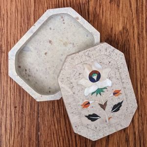 Anthro-esque Stone Box Floral Carved Boho